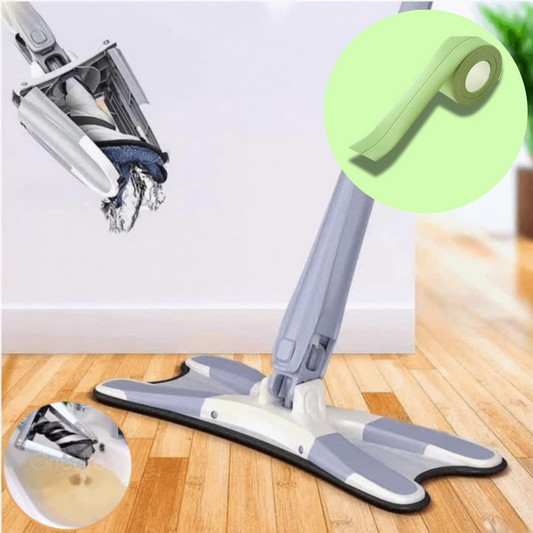 Banda ETANSARE + 1+1 GRATIS: Mop cu burete din fibre cu stoarcere tip X | rotatie de 360°