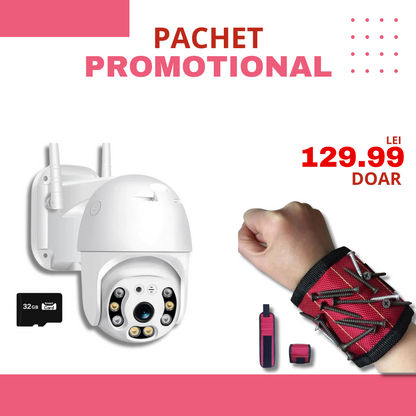 PACHET PROMOTIONAL | Camera Smart IP Wireless 4K + Bratara Magnetica de Incheietura