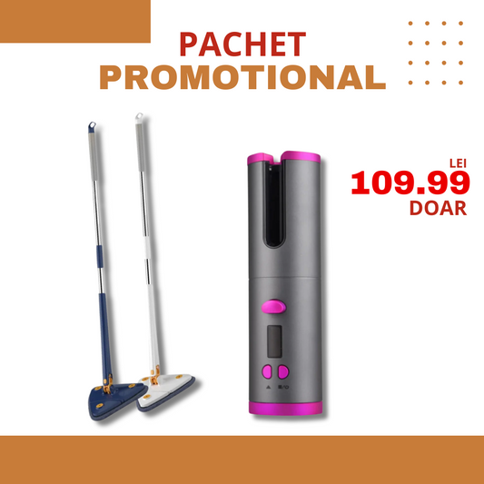 PACHET PROMOTIONAL | Mop Rotativ 360° + Ondulator automat CurlyHeat